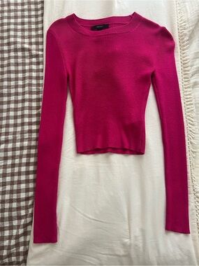 Forever 21 Fuchsia Ribbed Crewneck Crop Top